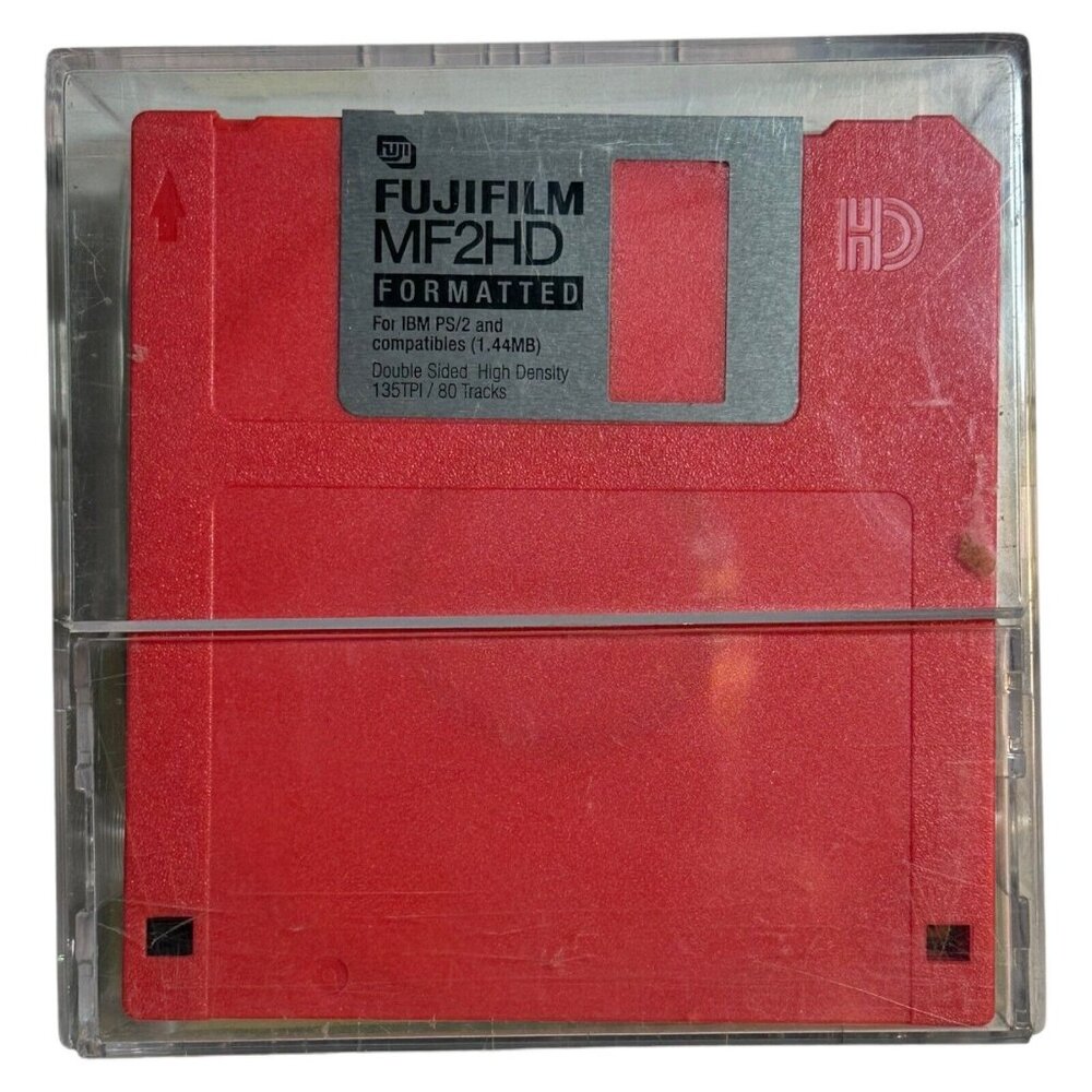 Colorful Vintage 3.5" Floppy Disks & Storage Box Set 1.44MB Fujifilm & Imation Y